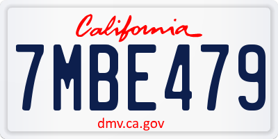 CA license plate 7MBE479