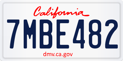 CA license plate 7MBE482