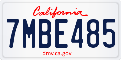 CA license plate 7MBE485