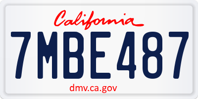 CA license plate 7MBE487