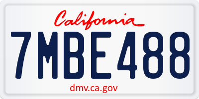 CA license plate 7MBE488