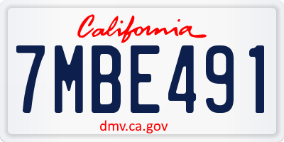 CA license plate 7MBE491