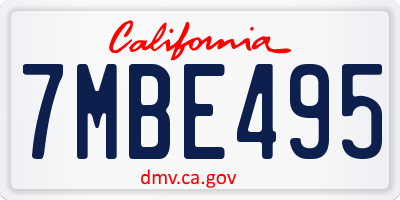 CA license plate 7MBE495