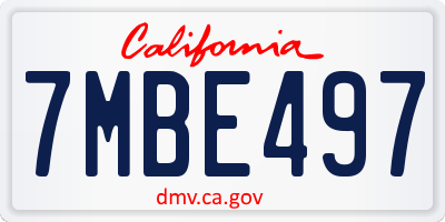 CA license plate 7MBE497