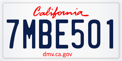 CA license plate 7MBE501
