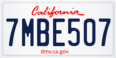 CA license plate 7MBE507