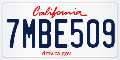 CA license plate 7MBE509