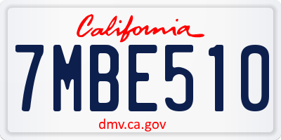 CA license plate 7MBE510