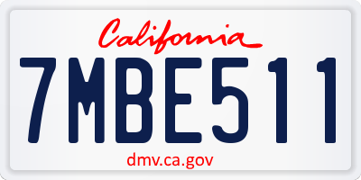 CA license plate 7MBE511