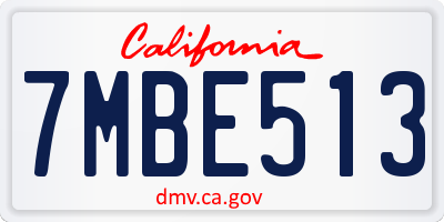 CA license plate 7MBE513