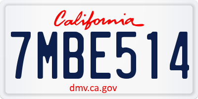 CA license plate 7MBE514