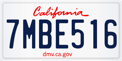 CA license plate 7MBE516
