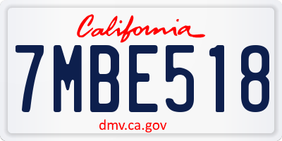 CA license plate 7MBE518