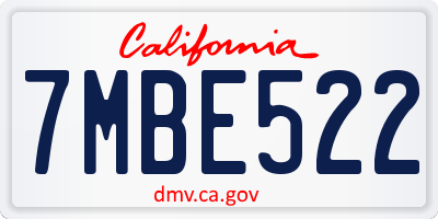 CA license plate 7MBE522