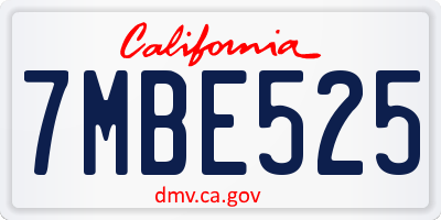 CA license plate 7MBE525