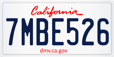 CA license plate 7MBE526
