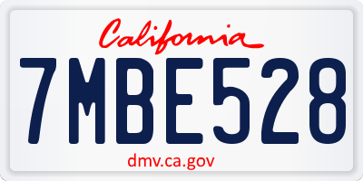 CA license plate 7MBE528