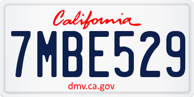 CA license plate 7MBE529