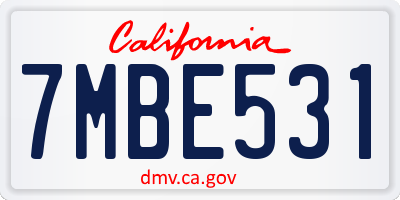 CA license plate 7MBE531