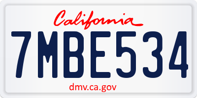 CA license plate 7MBE534