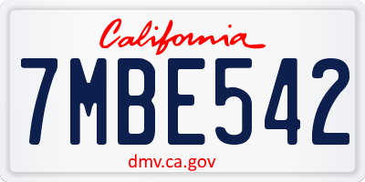CA license plate 7MBE542