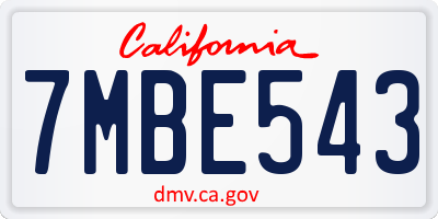 CA license plate 7MBE543
