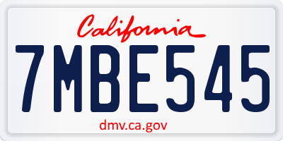 CA license plate 7MBE545