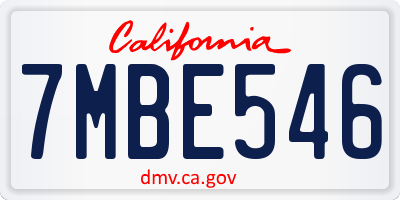 CA license plate 7MBE546