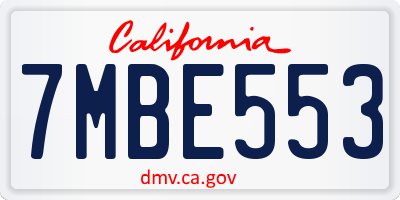 CA license plate 7MBE553