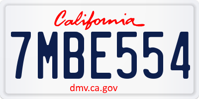 CA license plate 7MBE554