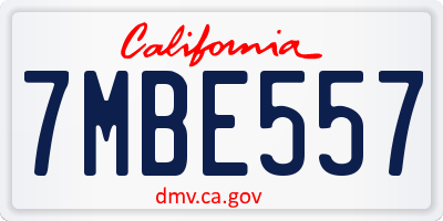 CA license plate 7MBE557