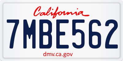 CA license plate 7MBE562
