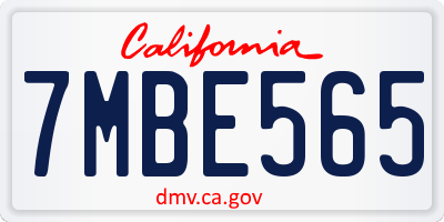 CA license plate 7MBE565
