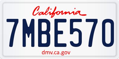 CA license plate 7MBE570