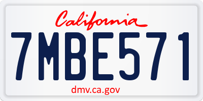 CA license plate 7MBE571