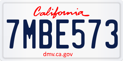 CA license plate 7MBE573