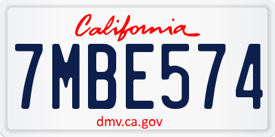 CA license plate 7MBE574