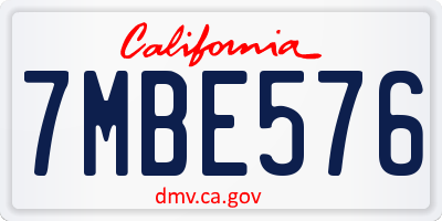 CA license plate 7MBE576