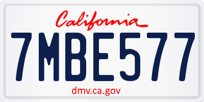 CA license plate 7MBE577