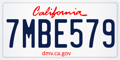 CA license plate 7MBE579