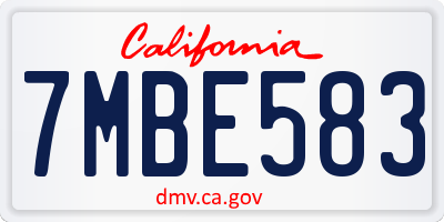 CA license plate 7MBE583