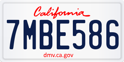 CA license plate 7MBE586