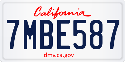 CA license plate 7MBE587