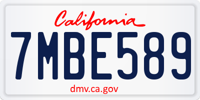 CA license plate 7MBE589