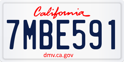 CA license plate 7MBE591