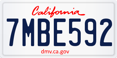 CA license plate 7MBE592