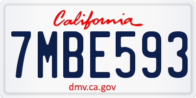 CA license plate 7MBE593