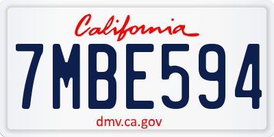 CA license plate 7MBE594