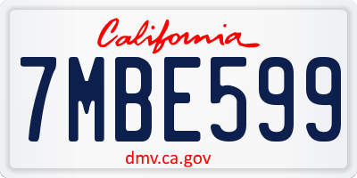 CA license plate 7MBE599