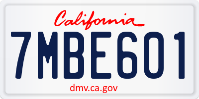 CA license plate 7MBE601
